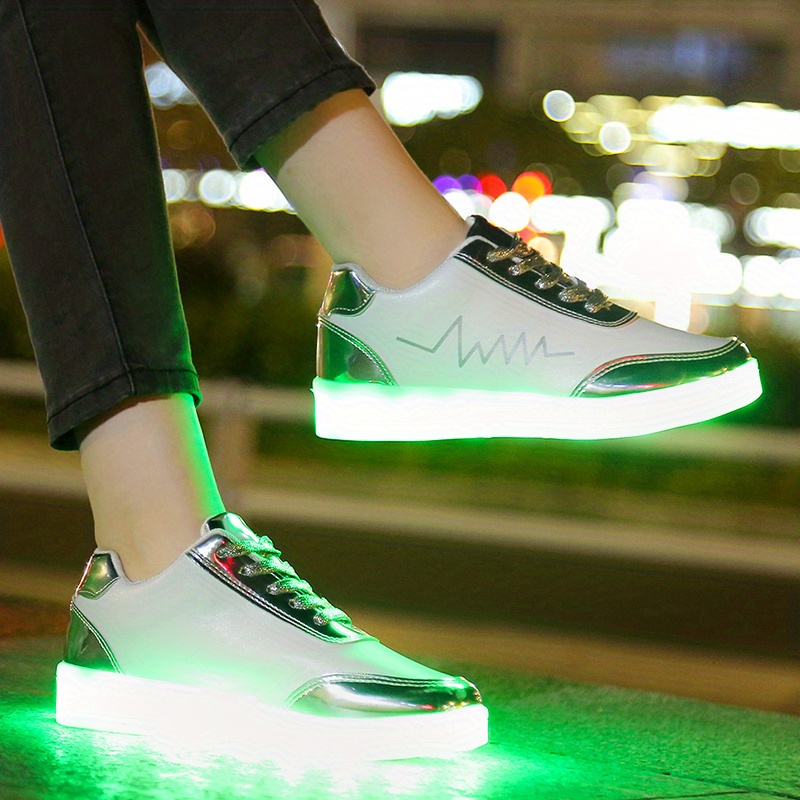 womens colorful luminous sneakers lace up low top lightweight outdoor shoes casual sporty footwear details 6